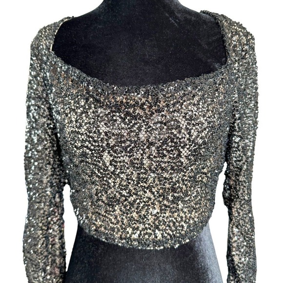 Michael Costello X Revolve Nadiya Top In Black Sequins Party Sexy Sz Small - Picture 3 of 12